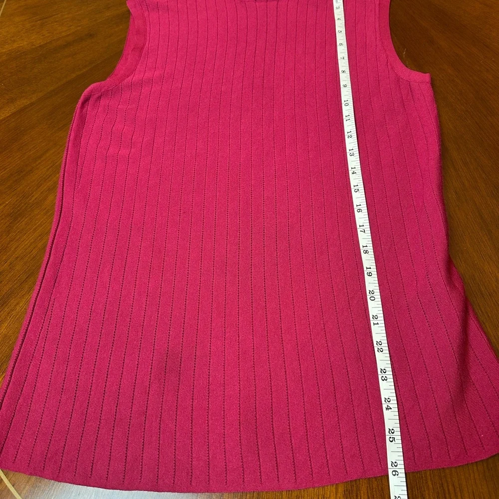 Lafayette  148 Elegant Ribbed Mock Neck Sleeveless Top | Magenta - Picture 6 of 8